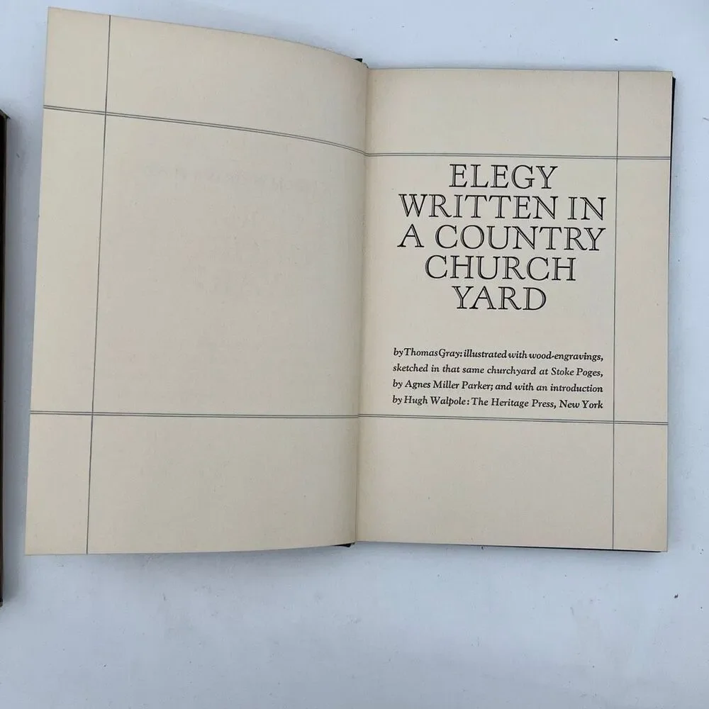 Heritage Press Elegy Written In A Country By Thomas Grays Hardcover Book Blue